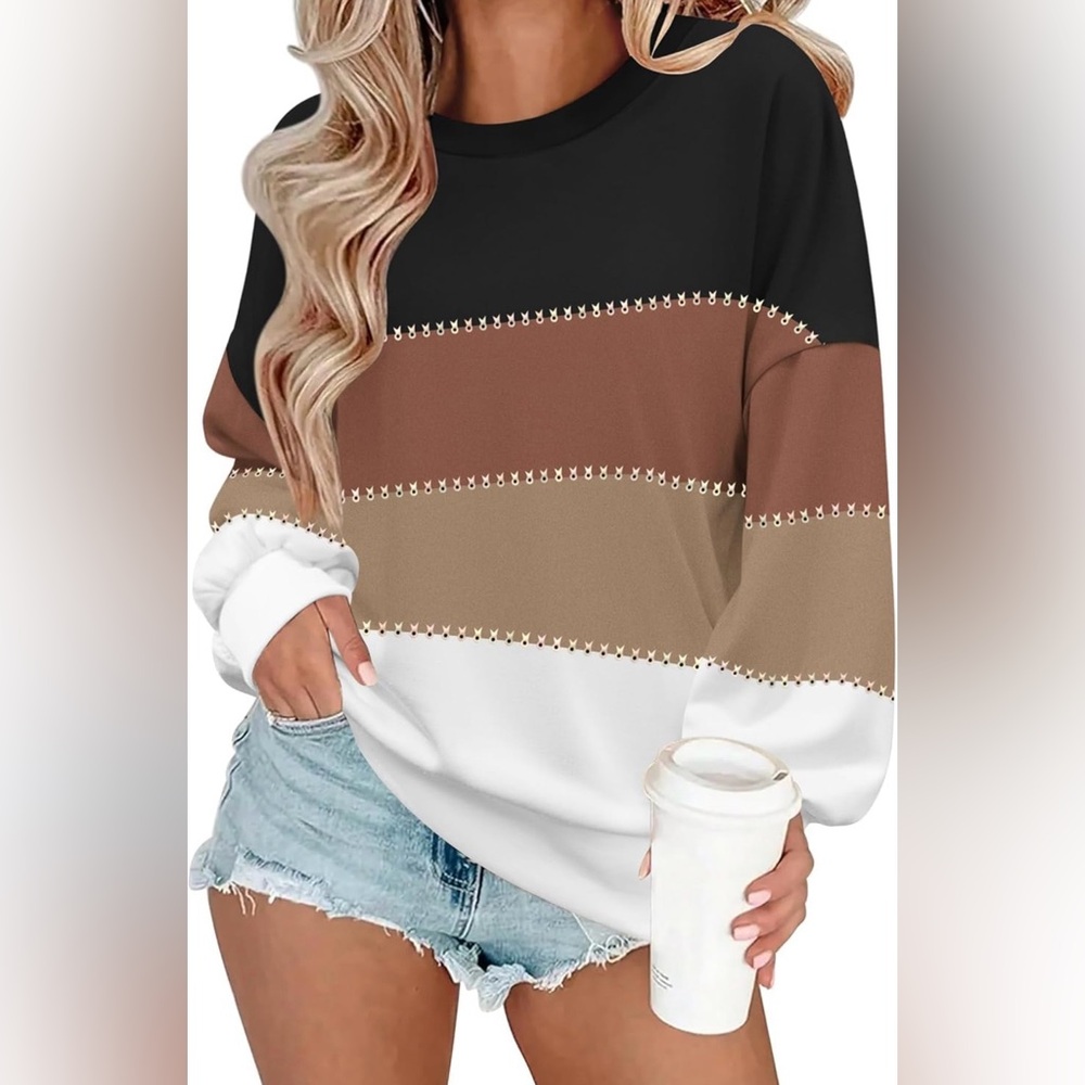 Zeagoo NWT Oversized Color Block Scalloped Sweatshirt - Small